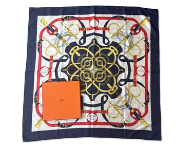 Hermès Paris Eperon D'Or Silk Scarf