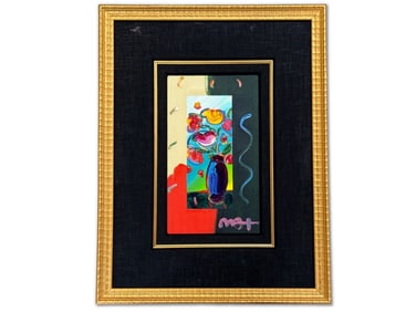 Peter Max Oil/Board: Vase of Flowers