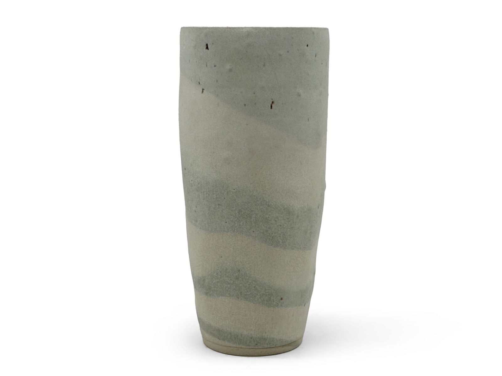 Lucie Rie Flower Vase: Dame Lucie Rie (British, 1902-1995). A ceramic vase with a white glaze and blue/grey spiral decoration. Artist's cypher impressed to underside. Provenance: From the collection of Dr. John Shea of Phil