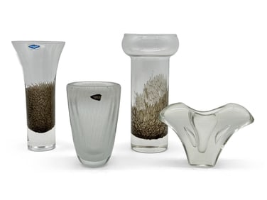 Four Nuutajarvi Glass Works Vases
