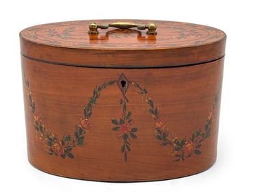 Georgian Satinwood Decorated Tea Caddy