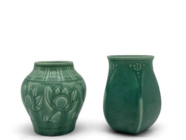 Two Rookwood Pottery Matte Green Vases