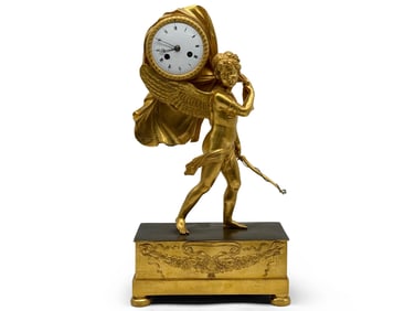 French Empire Gilt Bronze Mantle Clock