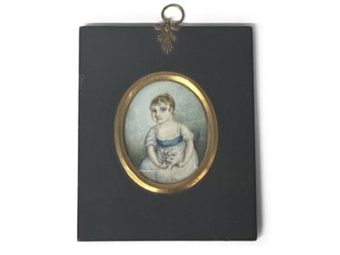 19th C. Miniature Portrait of Young Girl
