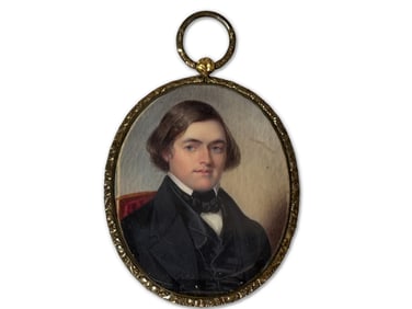 19th C. Miniature Portrait and Lock of Hair