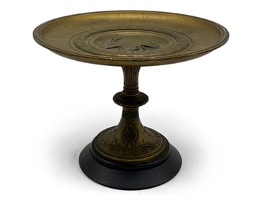 19th C. French Gilt Bronze Black Slate Tazza