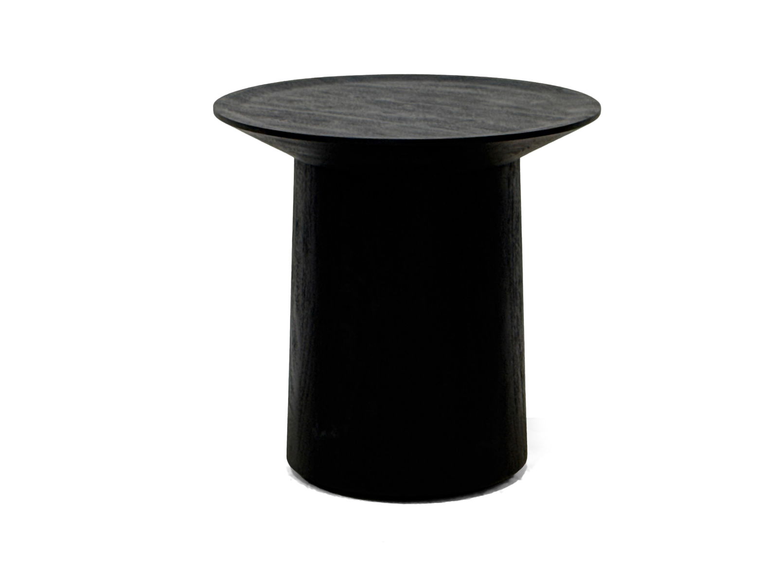 Blu Dot Coco Tall Side Table: A Blue Dot "Coco" ebonized tall side table. 19-1/2in tall x 20in diameter. | You have additional shipping options, and are not required to use Live Shipping. Additional third-party shipper details;