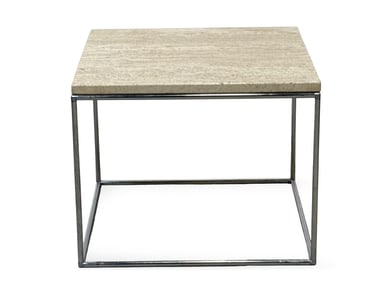 Midcentury Modern Travertine and Chrome Side Table