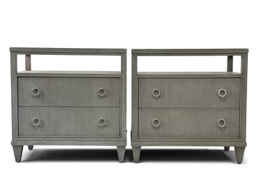 Pair of Ethan Allen Glass-Top Nightstands