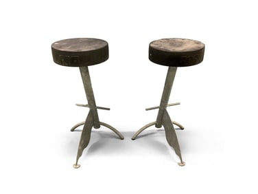Two Platform Bar Stools by Maurizio Peregalli for Zeus Noto, Italy