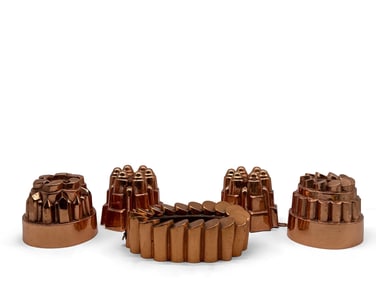 Five Victorian Copper Jelly Molds