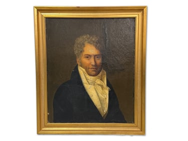 19th C. Oil/Canvas: Portrait of a Gentleman