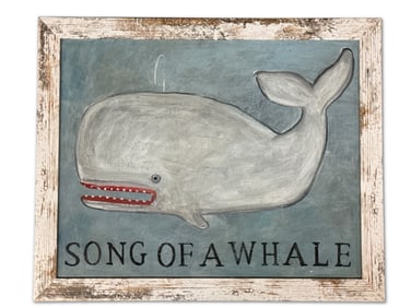 New England Folk Art Song of a Whale Painting/Board