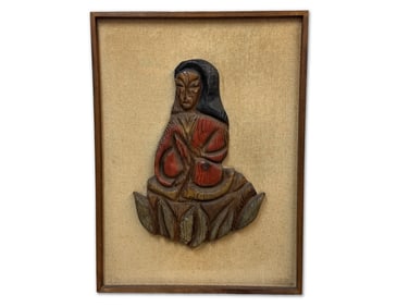 Midcentury Tiki Wood Carved Figural Wall Hanging