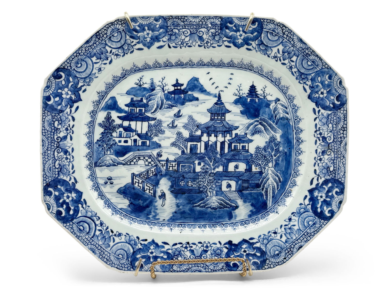 Chinese Canton Blue & White Platter (1 of 4)