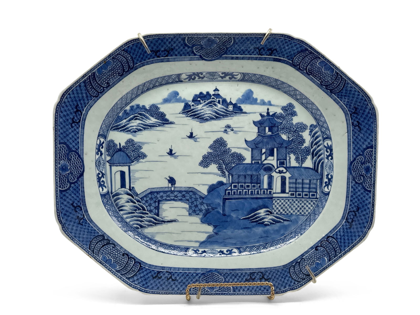 Chinese Canton Blue & White Platter (1 of 4)