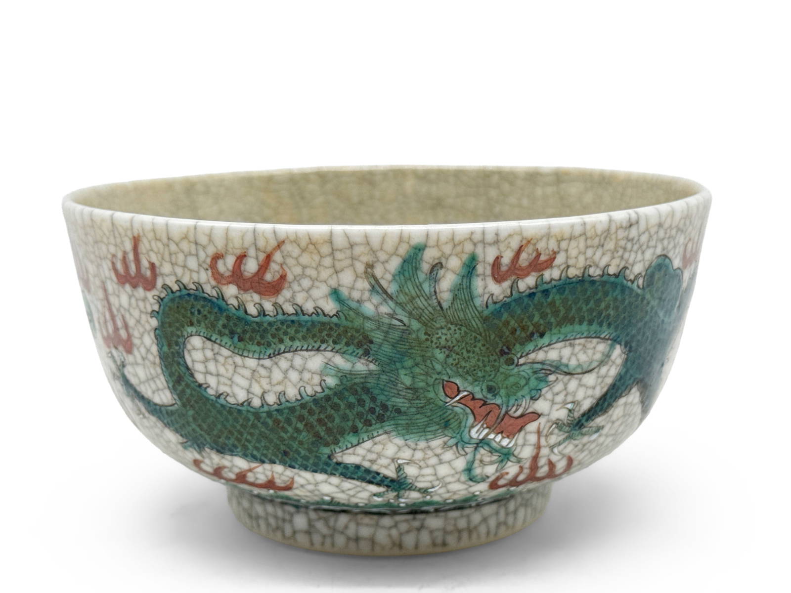 Chinese Crackle Glazed Dragon Bowl