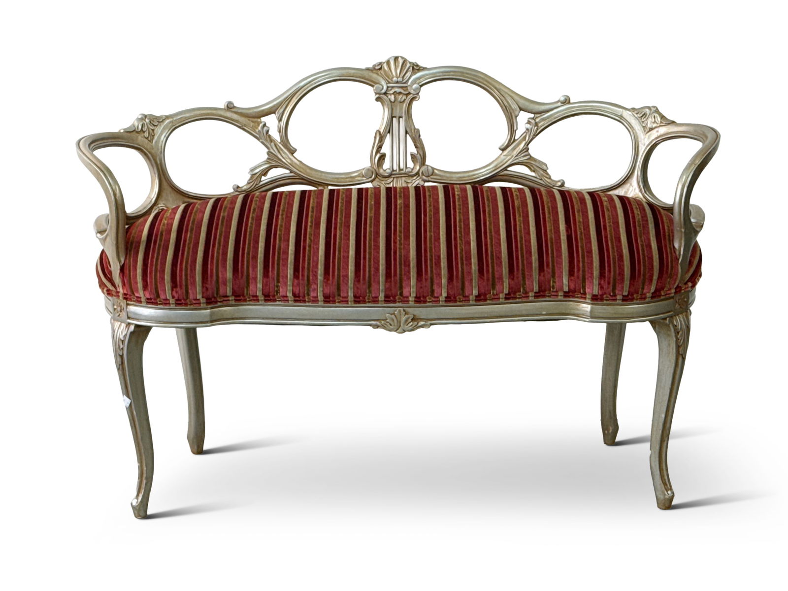 Louis XV-style Carved and Painted Bench (1 of 5)