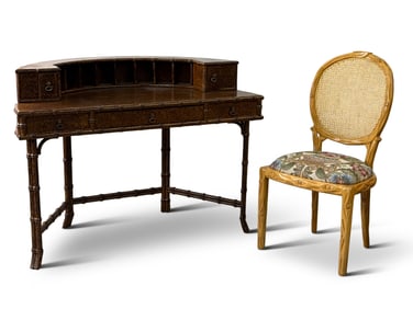 Ficks Reed Faux Bamboo Writing Desk and Chair