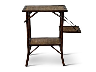 Decorator Bamboo and Rattan Tiered Side Table