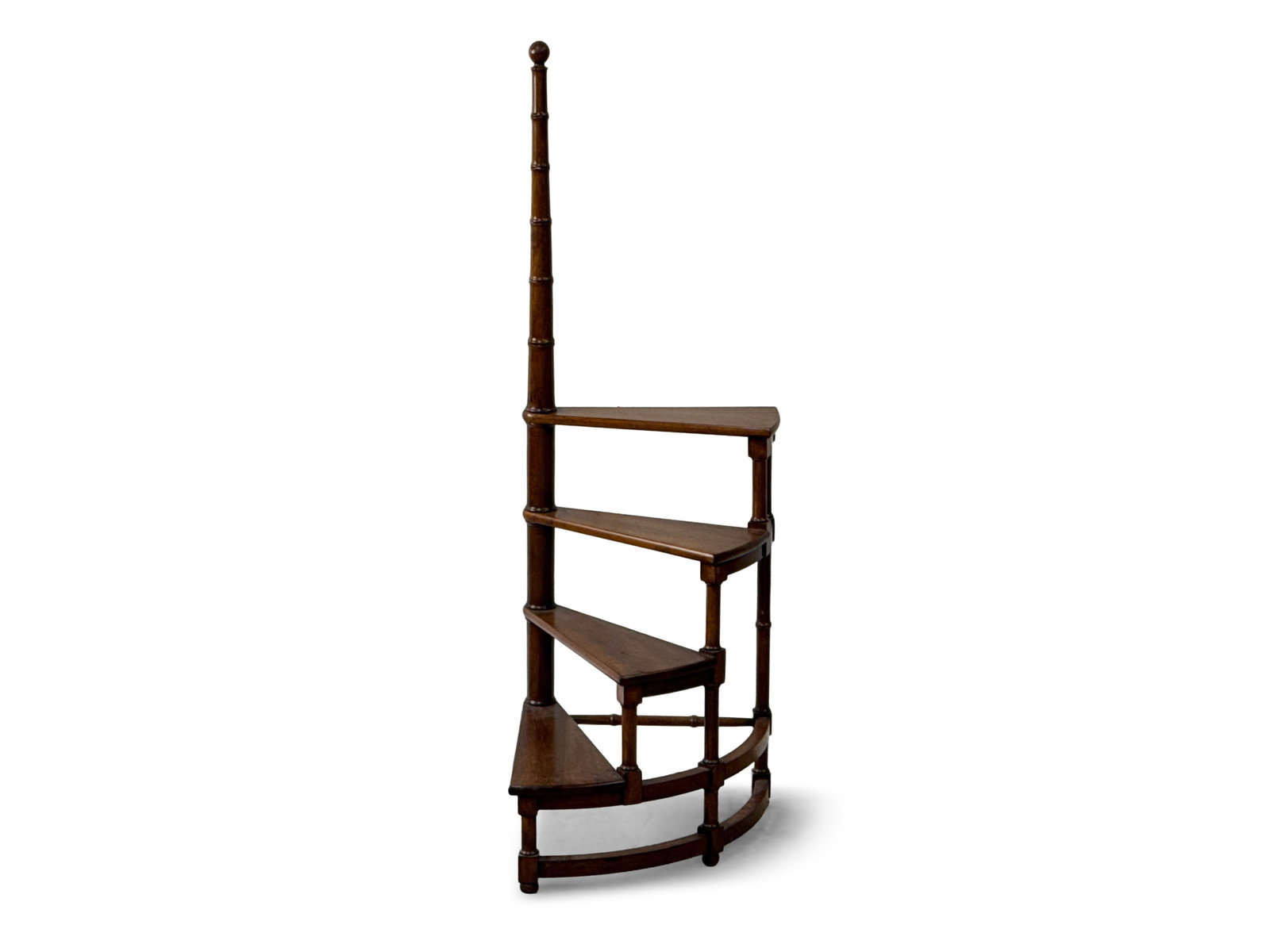 Georgian-style Mahogany Library Steps: A set of Georgian-style mahogany library steps with a turned shaft. 45-1/2in tall x 15in wide. | You have additional shipping options, and are not required to use Live Shipping. Additional third-party