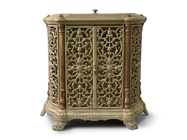 Painted Scrollwork Iron Radiator Cover Cabinet