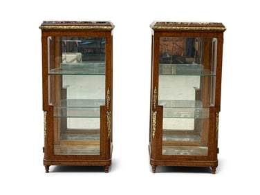 Pair of Ormolu-Mounted Louis XV-style Vitrine Cabinets