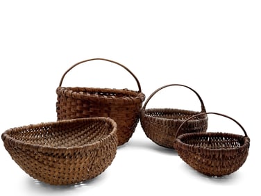 Four 19th C. Splint Gathering Baskets