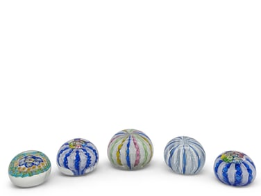 Five Italian Murano Glass Paperweights