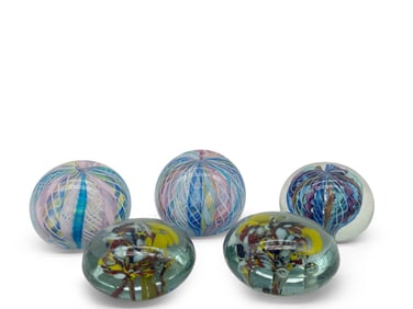 Five Italian Murano Glass Paperweights