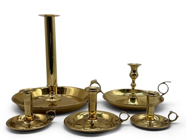 Five Brass Pulpit and Chamber Sticks