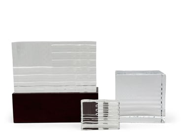 Three Steuben and Simon Pierce Glass American Flags