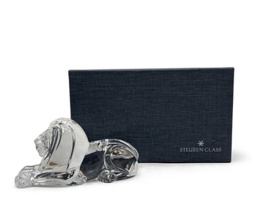 Steuben Crystal Lion Sculpture