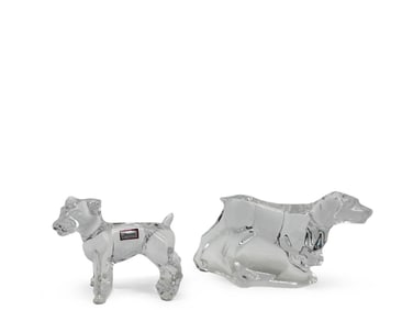 Two Baccarat Crystal Dog Figurines