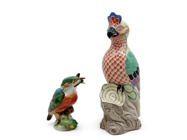 Herend Cockatoo and Kingfisher Figures