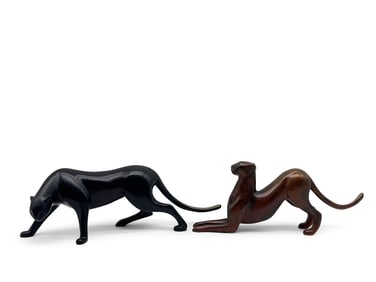 Two Loet Vanderveen Bronzes: Panther and Cheetah