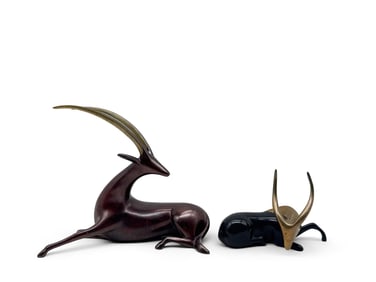 Two Loet Vanderveen Bronzes: Antelope and Bushbuck