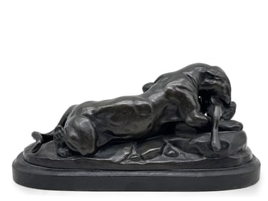 Antoine Louis Barye Bronze: Jaguar with Hare