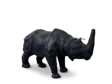 Leather-Wrapped Rhinoceros Footstool