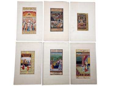 Six Indian Mughal Miniature Paintings