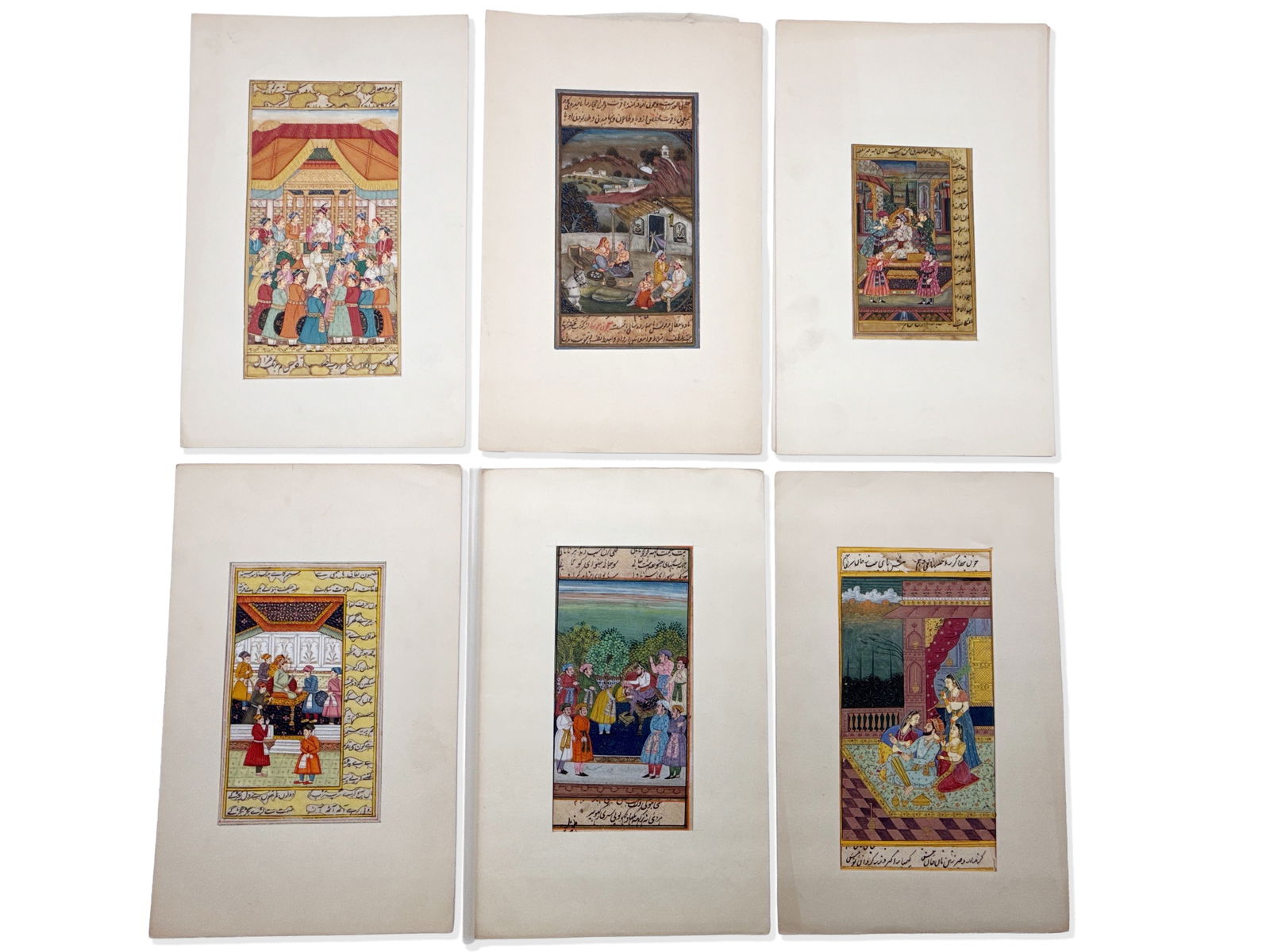 Six Indian Mughal Miniature Paintings (1 of 10)