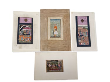 Four Indian Mughal Miniature Paintings