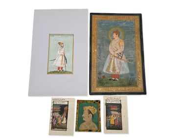 Five Indian Mughal Miniature Paintings
