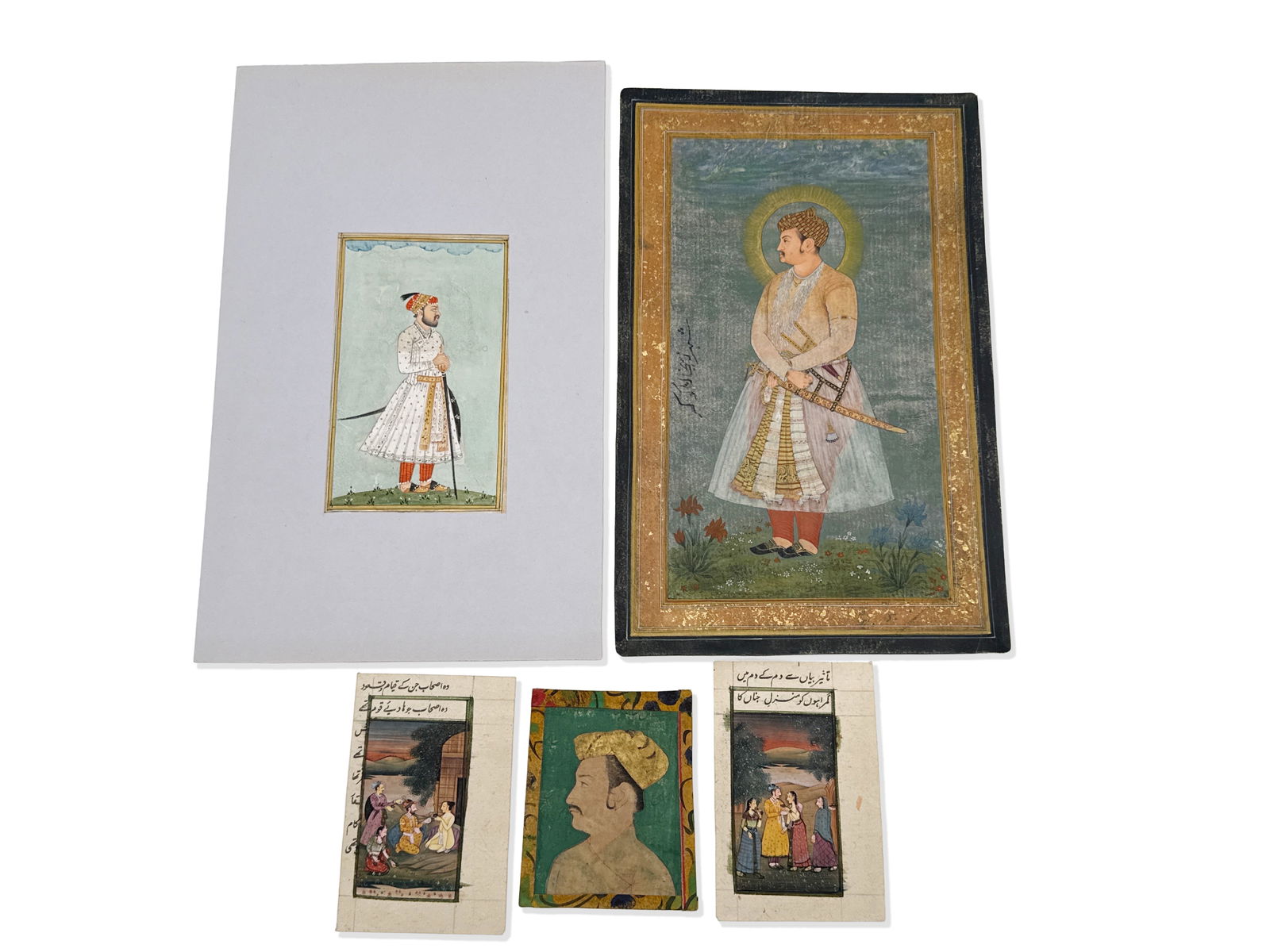 Five Indian Mughal Miniature Paintings (1 of 8)