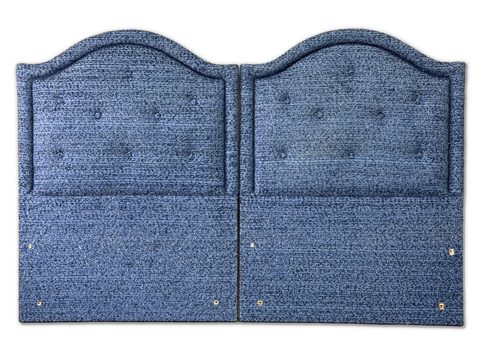 Pr. Custom Blue Check Tweed-Upholstered Headboards (1 of 3)