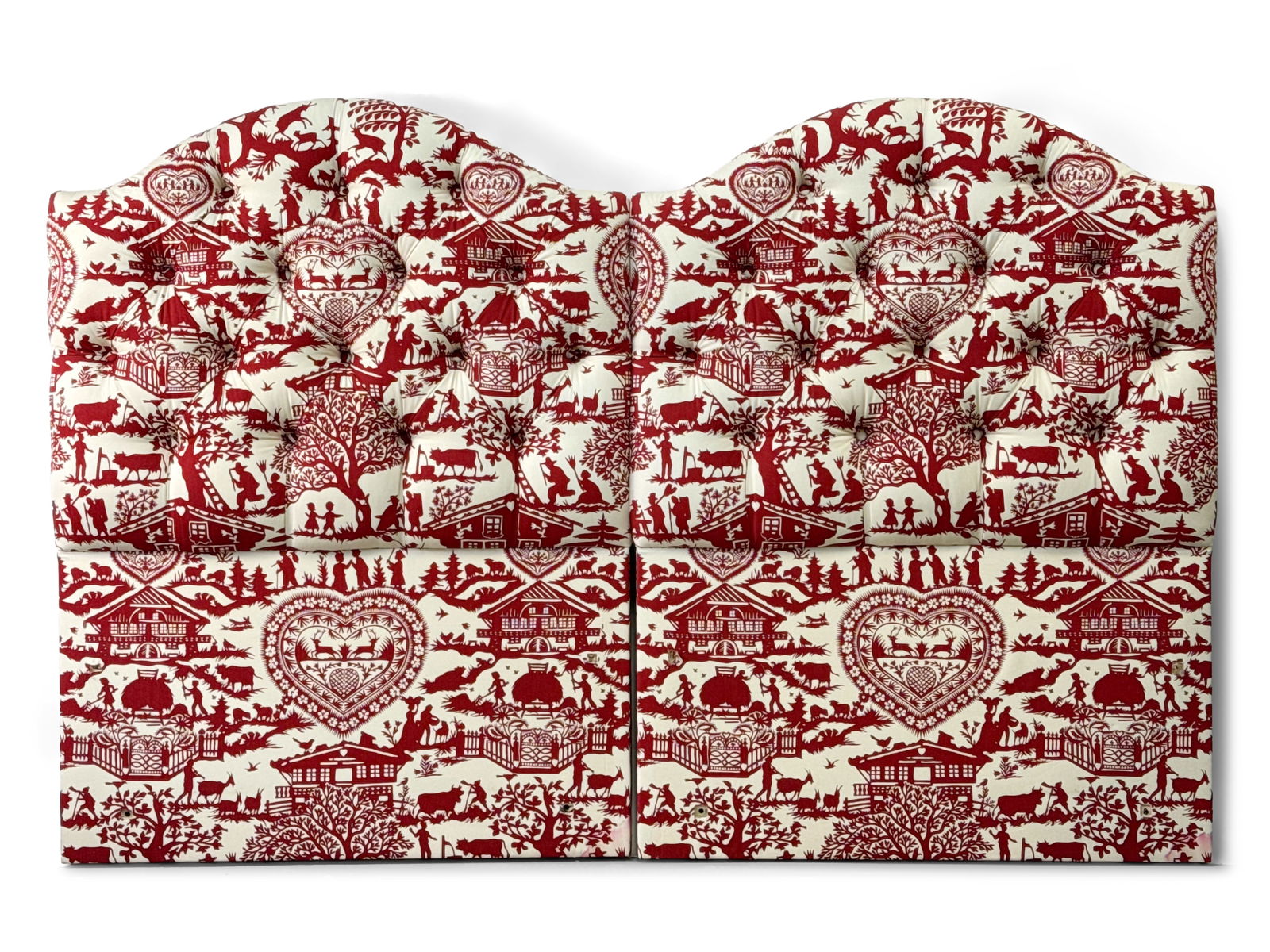 Pair of Pierre Frey Upholstered Headboards: A pair of Pierre Frey tufted upholstered headboards in the "Alpage" pattern. Each: 54-1/2in tall x 41in wide. | You have additional shipping options, and are not required to use Live Shipping. Additio