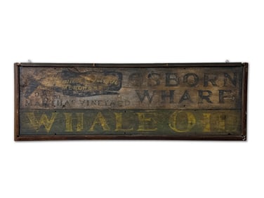 Painted Wood Sign: Osborn Wharf Whale Oil