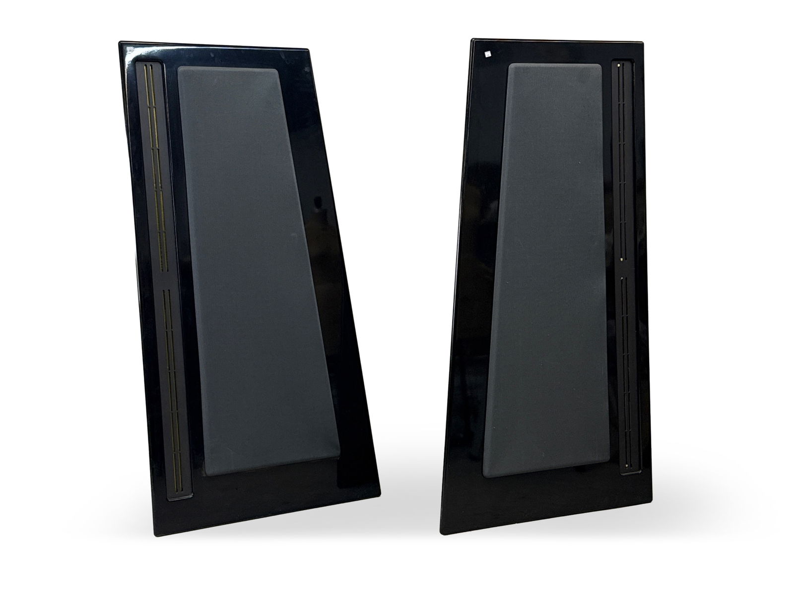 Pair of Carver Angled Floor Speakers: A pair of large Carver angled floor speakers. 65-1/2in tall x 34in wide. | You have additional shipping options, and are not required to use Live Shipping. Additional third-party shipper details;