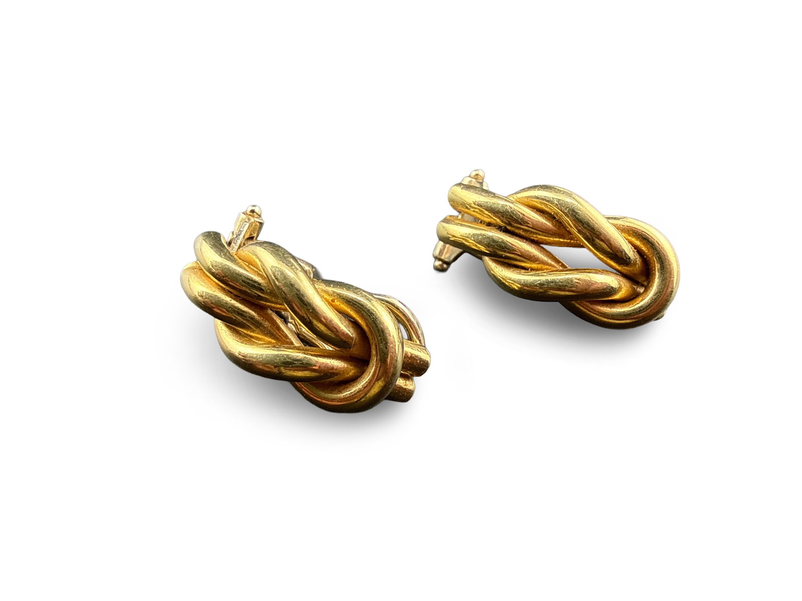 Pair of Italian 18K Yellow Gold Knot Earrings (1 of 5)