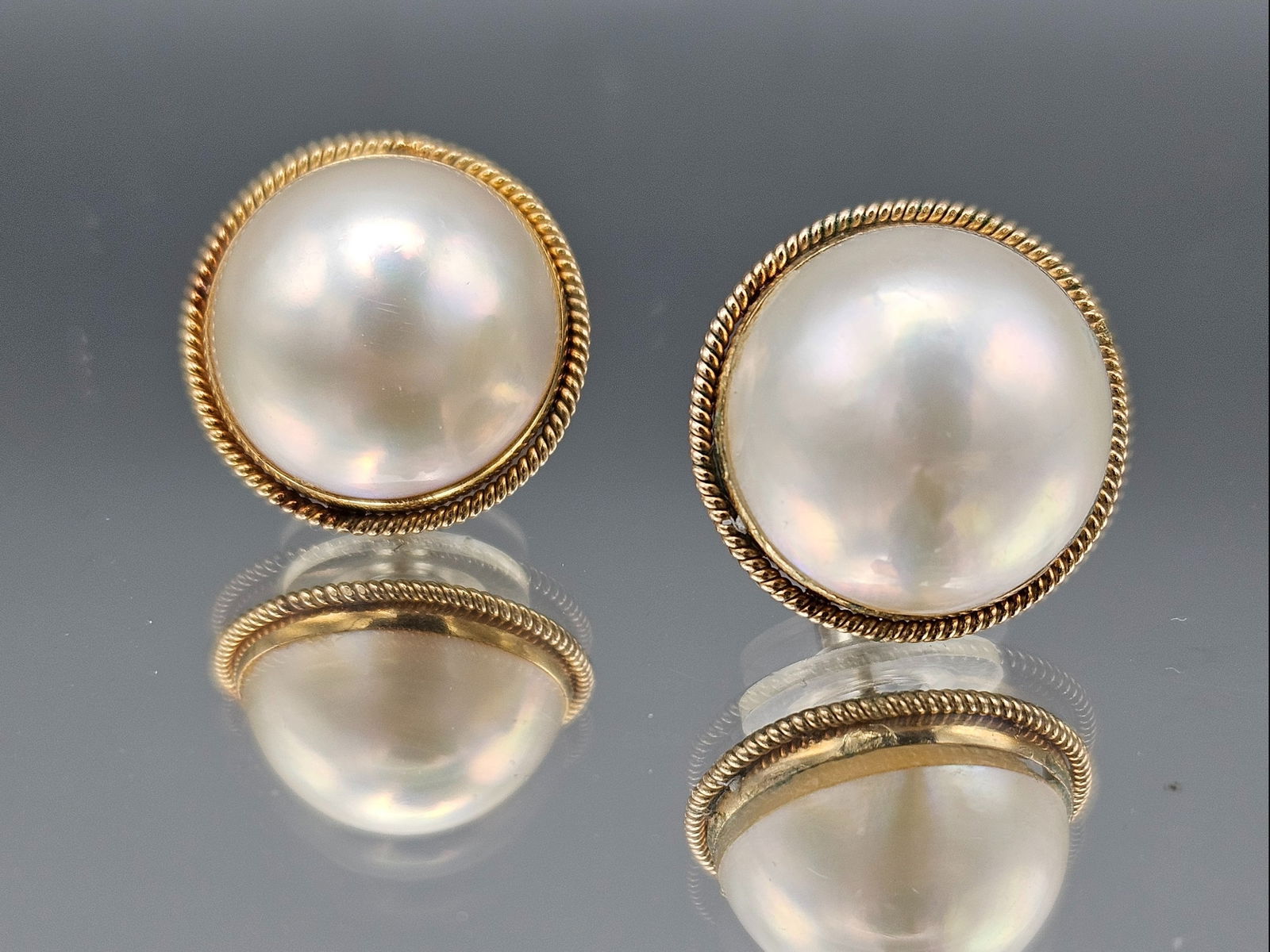 14K Gold & Mabe Pearl Earrings (1 of 4)